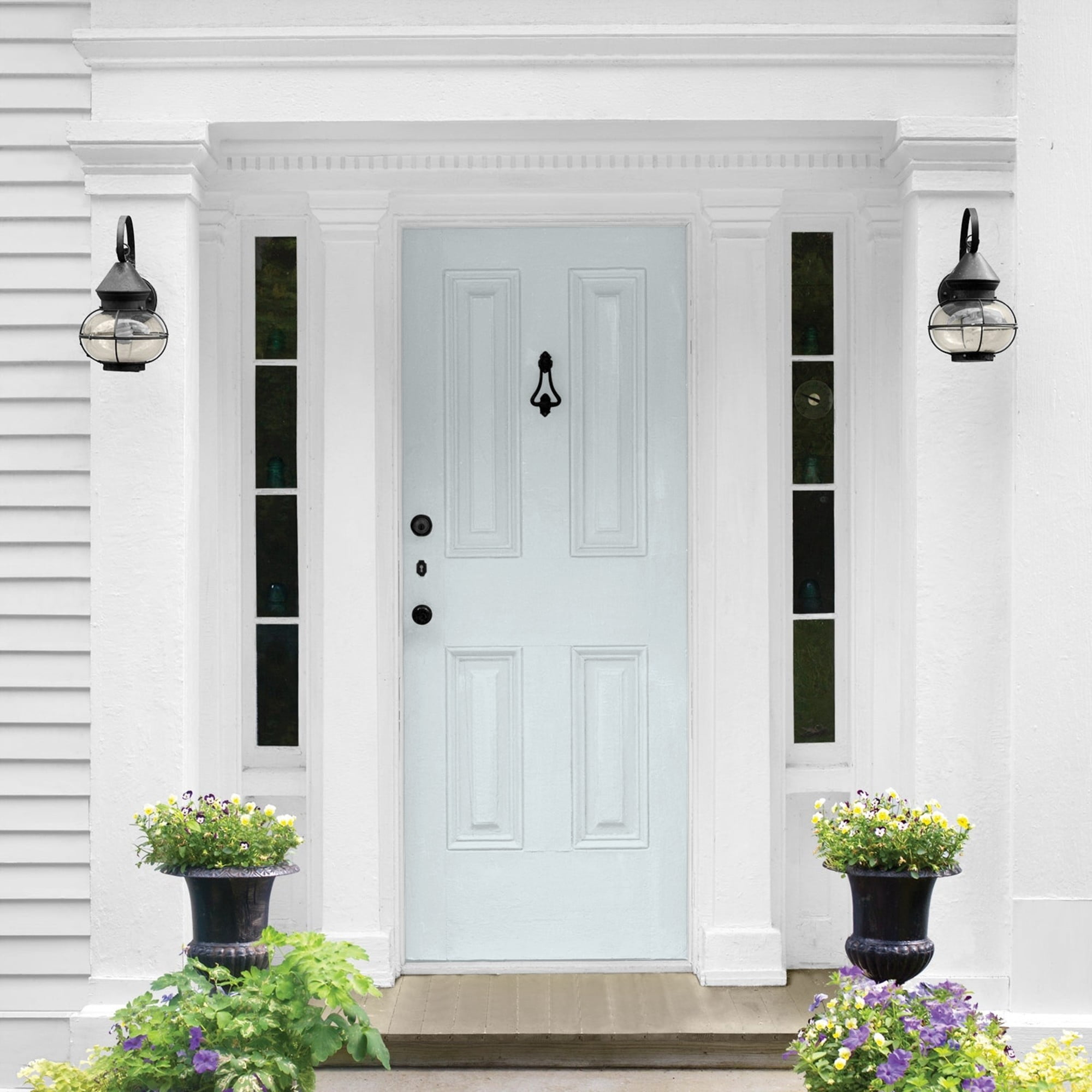 Glidden One Coat Blue Smoke / Blue Semi-Gloss Exterior Paint with Primer, 1 Gallon