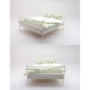 ROZYARD Vintage Iron Bed For 1/12 Scale Dollhouses Decoration Miniature Furniture Model