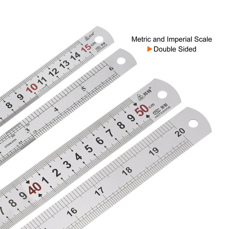 Straight Ruler Set 15x1.9CM & 50x2.9CM Stainless Steel Ruler Kit, 2 Pieces