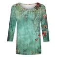 thumbnail image 5 of Womens 3/4 Length Sleeve Dressy Tops Fall Fashion Floral Print Crew Neck Basic Boho Tee Shirts Vintage Slim Fitted 2025 Blouses, 5 of 5