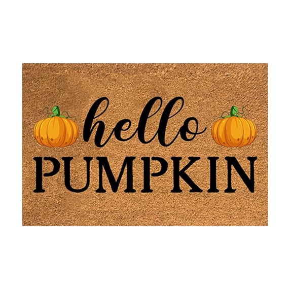 Pumpkin Coir Doormat, 24X16" Thanksgiving Decorative Door Mat, Fall Script Letter Harvest Entryway Rug, Coconut Fiber Floor Mat, Farmhouse Autumn Design Front Porch Welcome Carpet, Fall Decor
