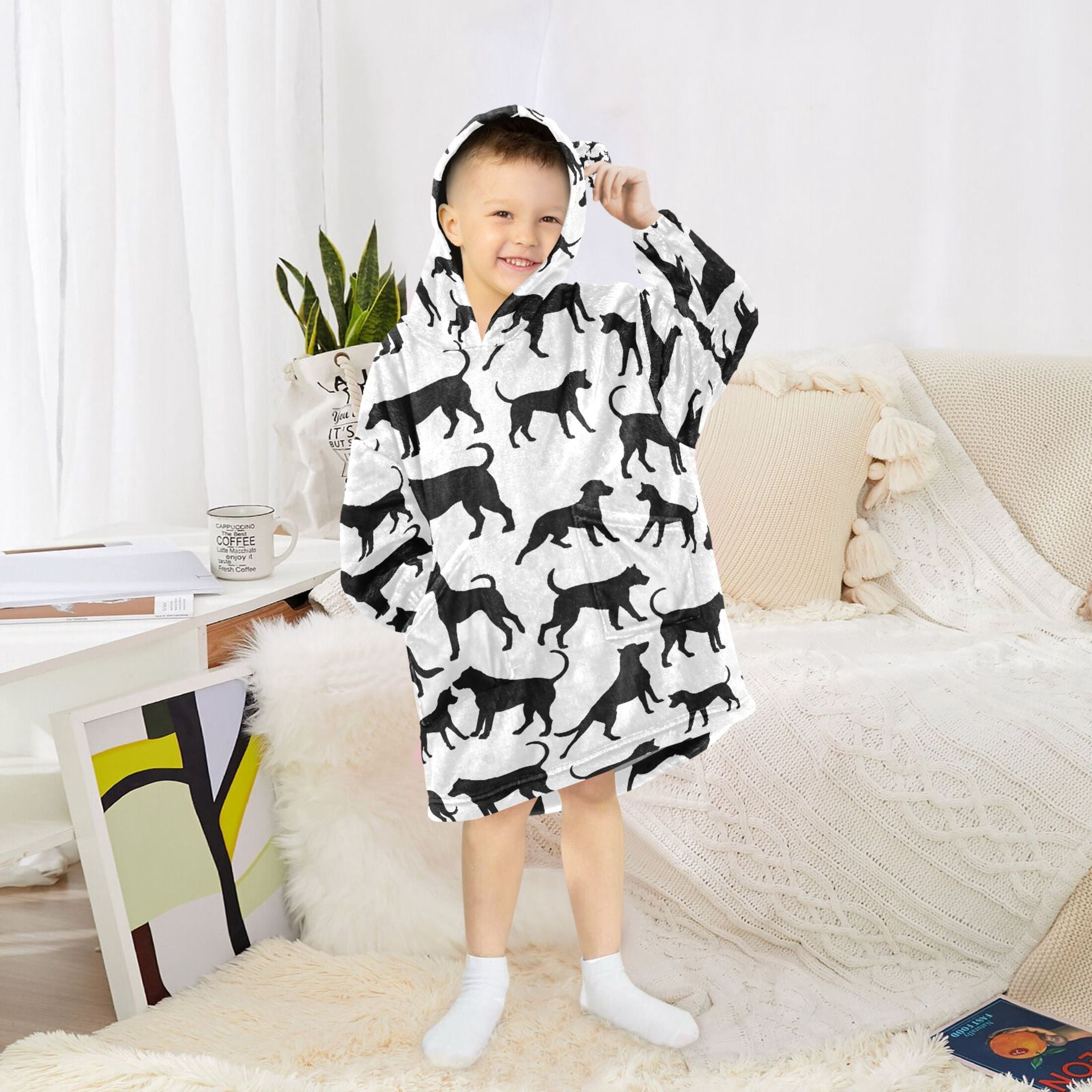 joogoo Blanket Hoodie for Silhouette Dogs Oversize Sweatshirt 3-14 YR L