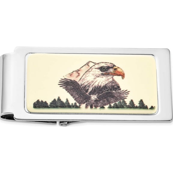 Fashion Barlow Designs Color Eagle Portrait Hinged Money Clip (2 X 1) Made In China gm12252