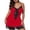 Red, variant on fheaev Plus Size Lingerie for Women Chemise V-Neck Lace Trim Sleeveless Sleepwear L6 Watermelon Red