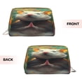 thumbnail image 3 of Naloa Colorful Flower Meditating Hamster Leather Makeup Bag for Purse Travel, Portable Small Cosmetic Organizer for Women and Girls, Make up Bag with Zipper, 3 of 8