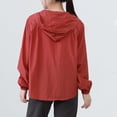 thumbnail image 4 of Women's Lightweight Hooded Jacket Long Sleeve Zip Up Breathable Solid Color Outerwear with Pockets Red XL(XL), 4 of 8