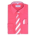 thumbnail image 2 of Berlioni Kids Boys Long Sleeve Dress Shirt With Tie and Hanky Coral, 2 of 2