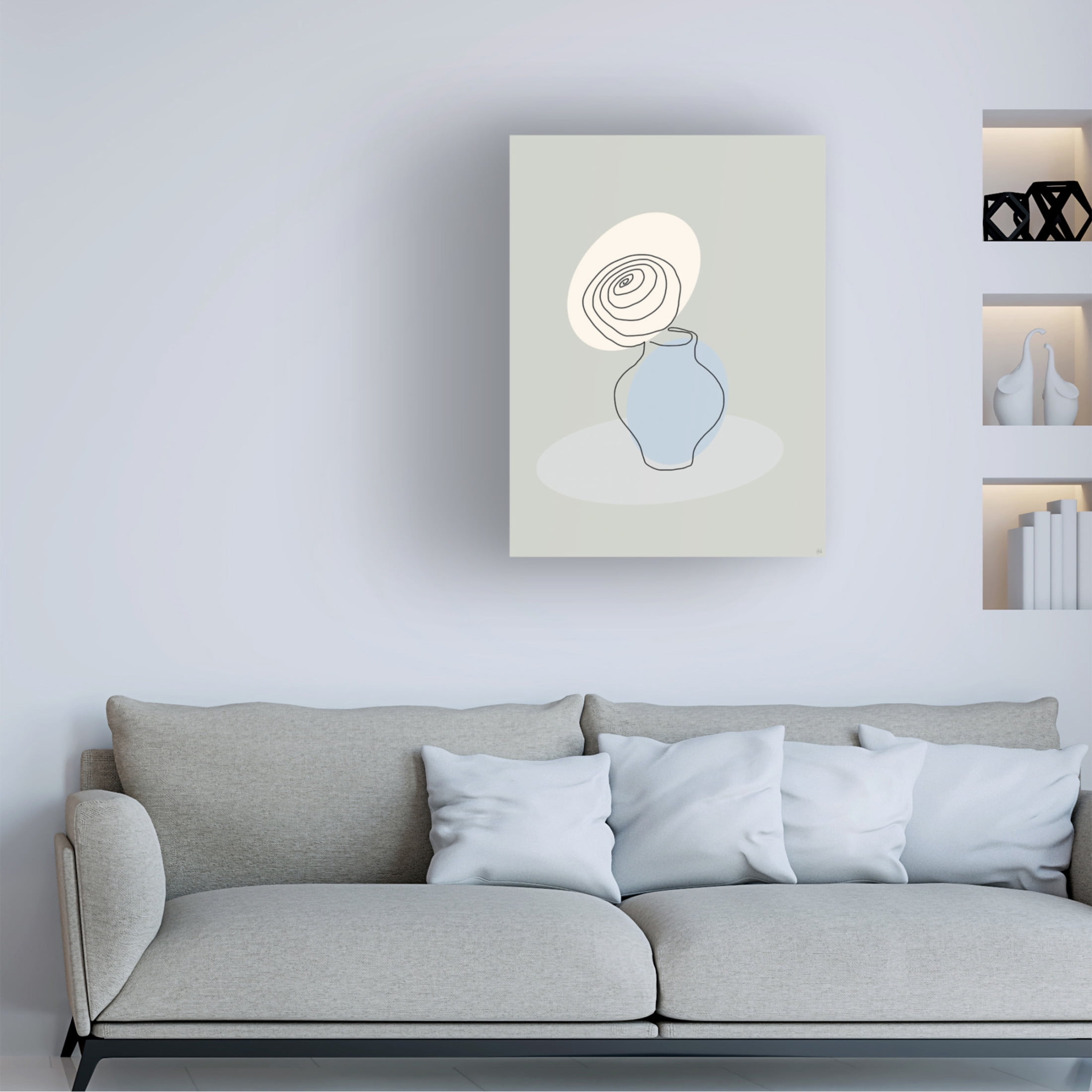 Canvas Wall Art - Line and Brush 'Mod Line Floral 1' Wall Art for Living Room, Bedroom, or Office Décor by Trademark Fine Art - 35 x 47 Inches