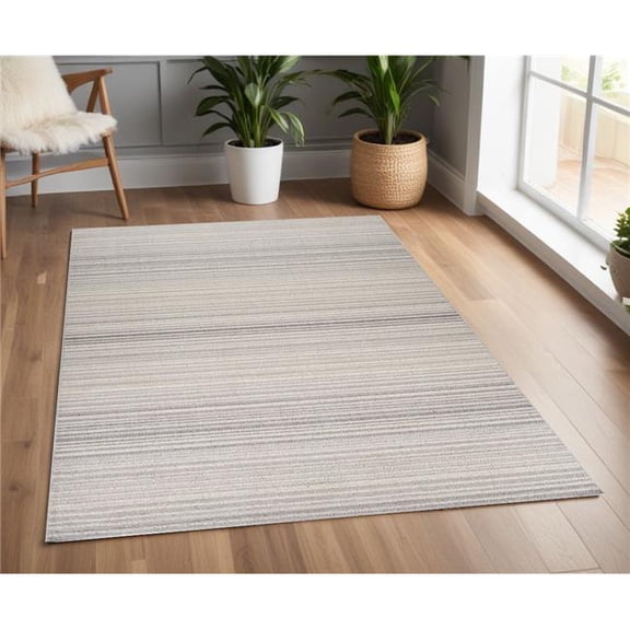 HomeRoots 558379 4 x 6 ft. Abstract Rectangle Area Rug, Gray & Ivory