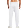thumbnail image 6 of Eltusu Men's Athletic Pants Open Leg, Elastic Waistband Running Drawstring Straight Legs Workout Pants White Size M, 6 of 8