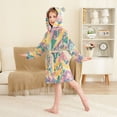 thumbnail image 4 of FORMRS Niños Bathrobe Unisex Hooded Robe Soft Plush Pajamas Sleepwear, Size 7-9T, Yellow Floral Wave, 4 of 7