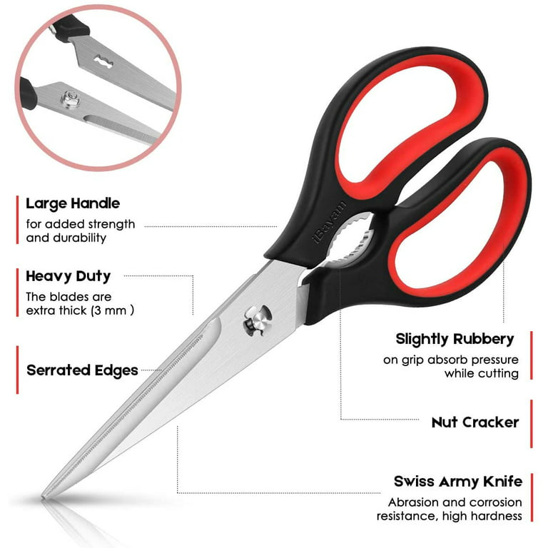 Kitchen Scissors, iBayam Heavy Duty Kitchen Shears, 2-Pack 9 Inch  Dishwasher Safe Come Apart Food Scissors, Multipurpose Stainless Steel  Sharp Cooking Scissors for Chicken, Poultry, Fish, Meat, Herbs 