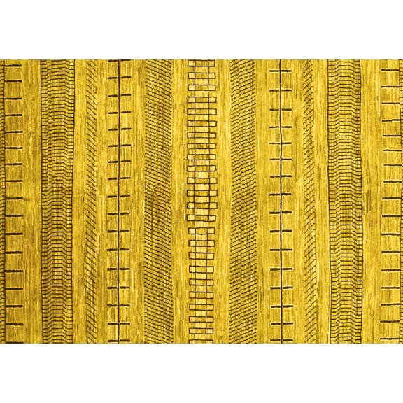Ahgly Company Indoor Rectangle Abstract Yellow Contemporary Area Rugs, 3' x 5'