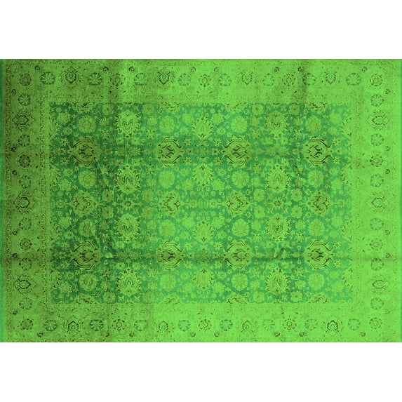 Ahgly Company Indoor Rectangle Oriental Green Industrial Area Rugs, 7' x 9'