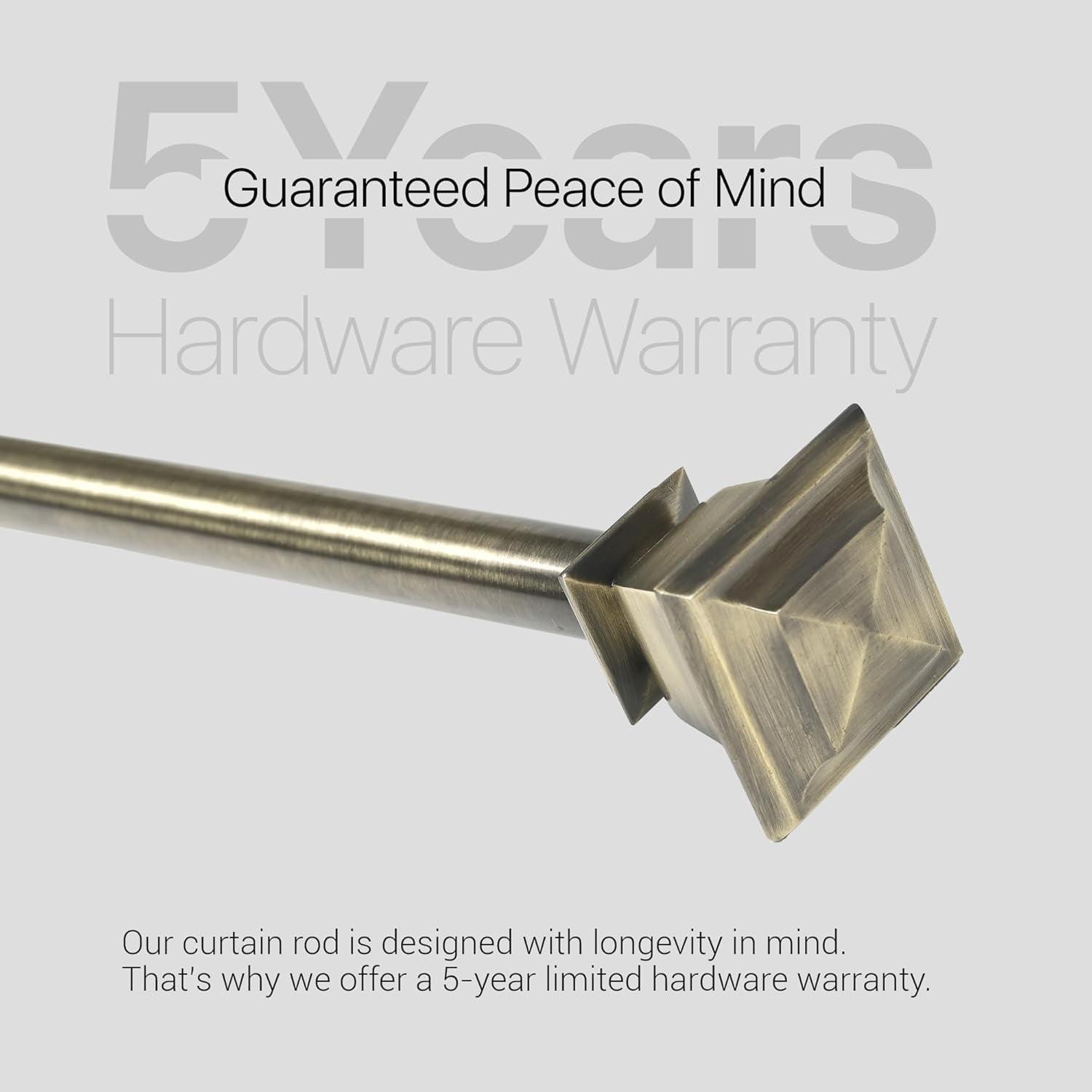 Deco Window Adjustable Curtain Rod for Windows 18 to 44 Inch (Pack of 1) Extendable Curtain Rod with Quatro Finial (Brass)