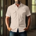thumbnail image 6 of FRSASU Western Cowboy Shirts for Men Pearl Snap Button Down Cotton Work T-Shirt Men's Casual Shirt Jacket with Two Pockets Beige, 6 of 6
