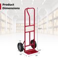 thumbnail image 3 of Gymax Diable à Main en Métal Robuste de 600 Lb avec Poignée en P et Roues en Caoutchouc de 10 Pieds' pour la Maison Rouge, 3 of 10