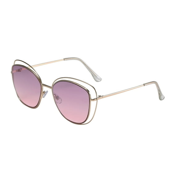 Piranha Eyewear Leche Gold Cat Eye Fashionable Sunglasses for Women with Pink Gradient Lenses