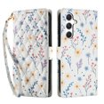 thumbnail image 2 of Wallet Case for Samsung Galaxy A14 , PU Leather Phone Cover Kickstand RFID Blocking Flip Case Card Slots Wrist Strap Relief Engraved Pattern Magnetic With Stylus Pen, Blue Purple Flower, 2 of 10