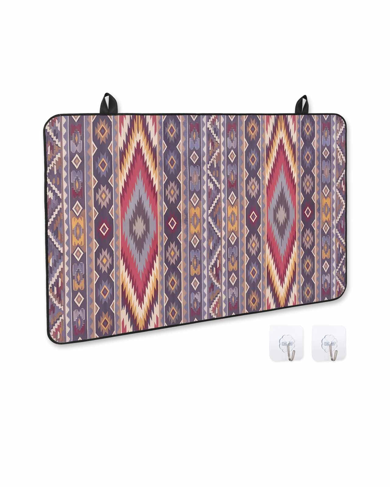nqOlkjepod Large Induction Cooktop Protector Mat 24"x21", Southwest Aztec Stove Top Covers for Electric Stove, Country Retro Ethnic Geometric Motifs Stove Burner Cover Mats, Glass Top Stove Cover