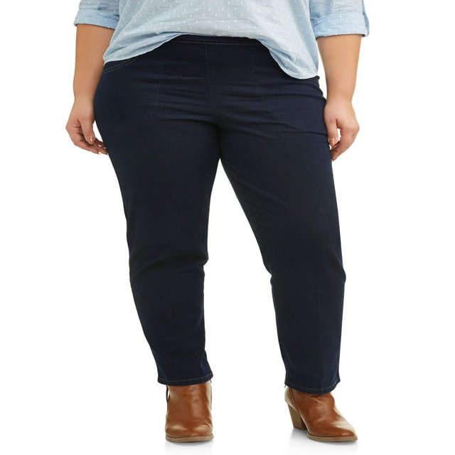 CHUANK Pantalon à Enfiler pour Femmes Grande Taille avec 2 Poches