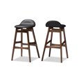 thumbnail image 2 of Baxton Studio Bloom, estilo escandinavo moderno retro de mediados de siglo, tapizado en piel sintética negra, acabado en madera de nogal, taburete de bar de 30 pulgadas Baxton Studio Bloom Barstool-Black PVC, 2 of 2