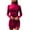 Wine, variant on ICHUANYI Womens Elegant New Trending Turtleneck Long Sleeve Solid Color Shirring Sheath Dress Spring Summer Clothing