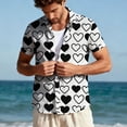 thumbnail image 6 of Men's Valentine Heart Shirt Short Sleeve Button Down Print T-Shirt White XL, 6 of 6