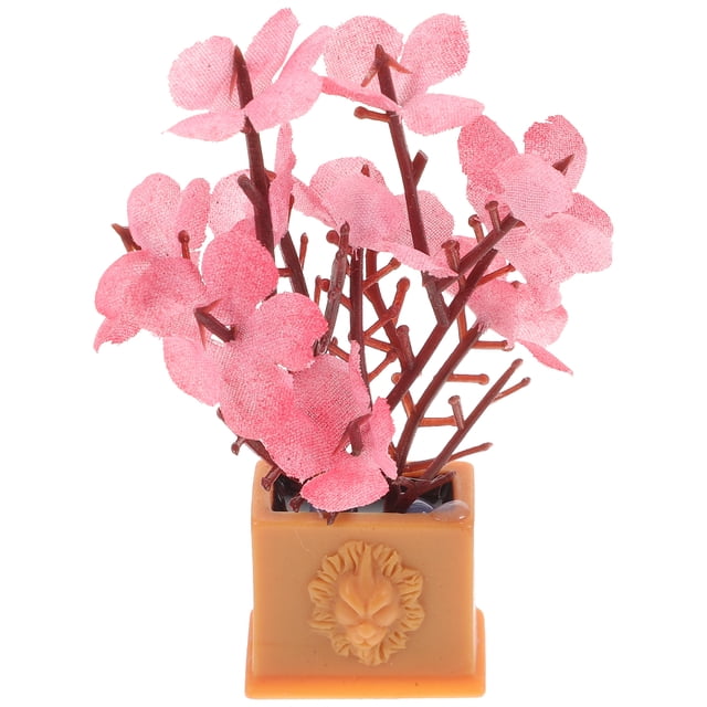 KAKOWELY Decoración de flores en miniatura resistente al desgaste, modelo de flor de escritorio, muñeca de resina, decoración de jarrón de flores