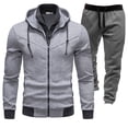 thumbnail image 3 of Letdown Menâs Tracksuit Jogging Sweat Suits - Zip Up Pullover Neck Long Sleeve Jackets And Elastic Bottom Pants Performance Athletic Casual Workout (2-Light Gray, M), 3 of 3