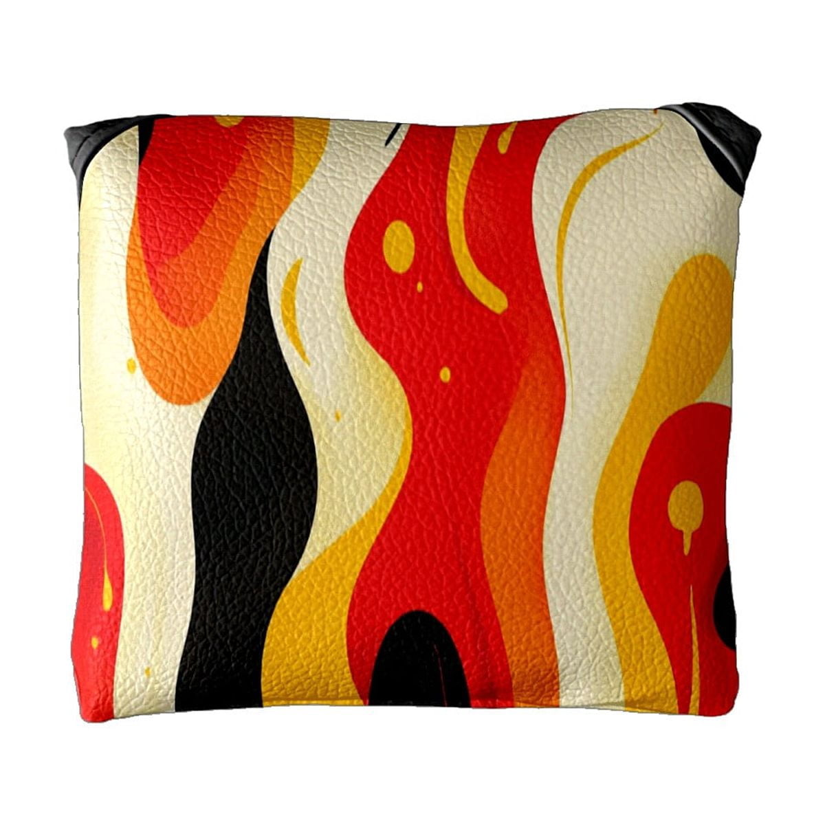 Golf Mallet Putter Cover Premium Leather Waterproof Golf Putter Head Cover with Magnetic Closure Red And Yellow Abstract Pattern