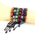 thumbnail image 3 of Nvzi Pulsera de cuentas hecha a mano, adecuada, pulsera de cristal de piedra natural de colores rectangular tejida a mano (verde), 3 of 5