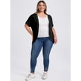 thumbnail image 2 of DARING DIVA Women's Plus Open Front Loose Fit Knit Curved Hem Cardigan 2X Black, 2 of 5