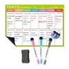 Carevas Magnetic Dry Erase Calendar Whiteboard Fridge Magnet Flexible Daily Message Stickers with 3 Board Pen 1 Eraser for Weekly Monthly Organizer Schedule Planner To Do List Notepad Wall Set A3 16