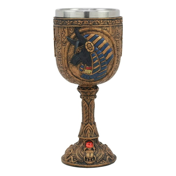 Ebros Ancient Egyptian Wine Goblet In Golden Hieroglyphic Design With
