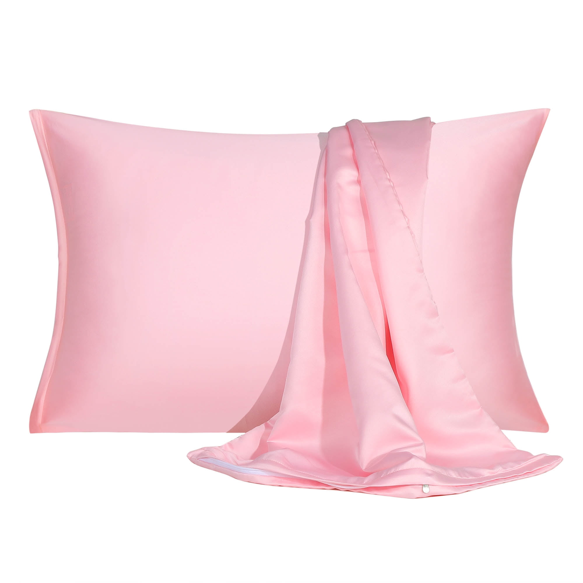 Satin Pillowcase With Zipper King Size Set Of 2 Silky Sateen Pillow Cases Covers Blush Walmart