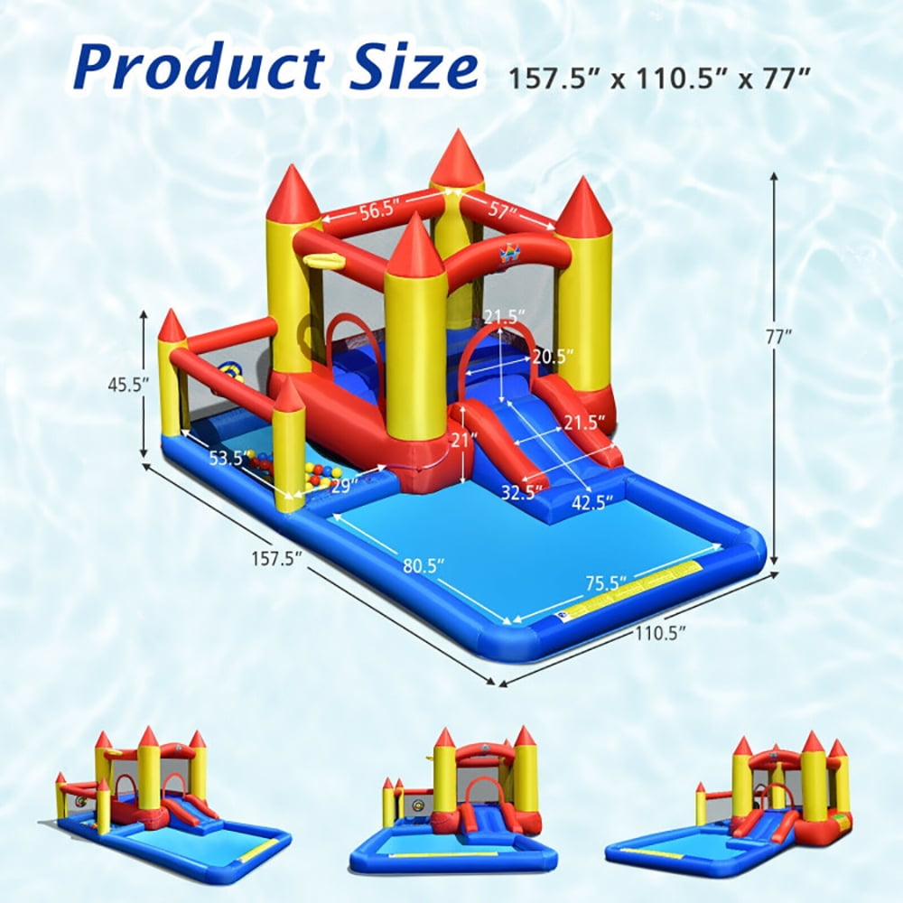 Aimee Lii Inflatable Water Slide Castle Kids Bounce House with 480W Blower, Playhouse for Kids Outdoor