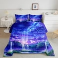 thumbnail image 2 of Homewish Natural Scene Full Size Comforter Sets, Dreaming Blue Purple Bedding Comforter Set, Black Reversible 3 Pieces, 1 Comforter and 2 Pillowcases, 2 of 6
