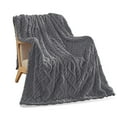 thumbnail image 2 of Homieway Gray Throw Blanket, Queen Size Lightweight Taffeta Fleece Blanket for Couch Sofa, 2-Sided 3D Woven Design Fuzzy Soft Cozy Blanket for All Seasons, 80"×90", 2 of 7