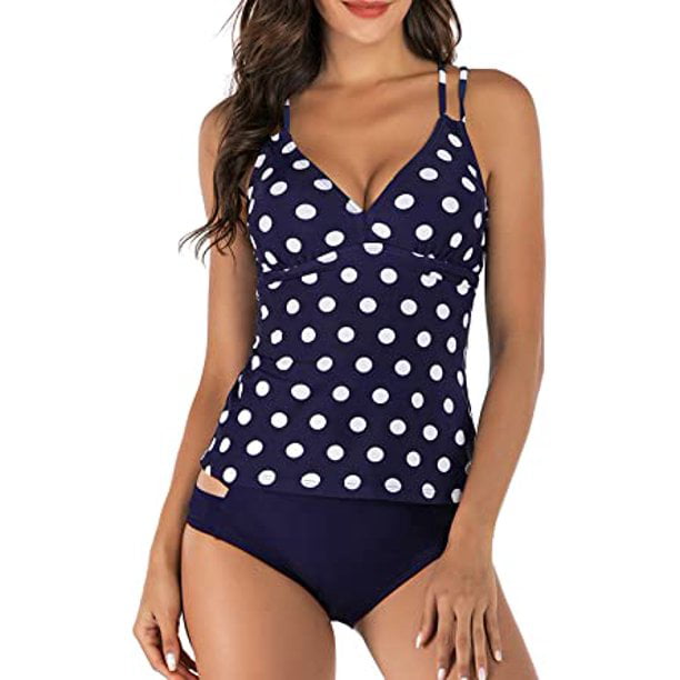 Talisea Women's Underwire Tankini Top Only Tummy Control Swimsuit Top Push  Up Bathing Suit Top No Bottom Navy Blue White Stripes S - Yahoo Shopping
