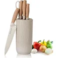 thumbnail image 2 of Kitchen Knife Set, Retrosohoo 6-Pieces Khaki Sharp Knife Set for Kitchen, Non-stick Non-slip Stainless Steel Chef Knife Set with Universal Knife Block Suitable for Home Restaurant (Khaki), 2 of 6