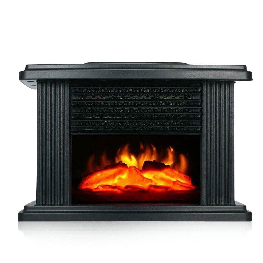 1000W Electric Fireplace Standing Space Heater Stove 3D Flame Log Burner