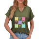 thumbnail image 4 of Corto para las Mujeres Casual Verano 2025 Pascua Impresión V-Cuello Camiseta, Ligero 95% Poliéster 5% Spandex Top para Toda la Temporada Hogar Y Diario, 4 of 7
