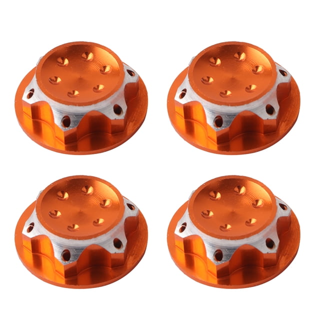 Rc Car Wheel Hub Nut 4pcs Aluminium Alloy Wheel Hub Cover 17mm Lock Nut Thread Dustproof Non-Slip Nut for 1/8 Rc Car Truck Cnc Machining (Golden)