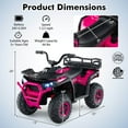 thumbnail image 3 of Costway 24V Kids Ride on Electric ATV Car Toy with Spring Suspension & LED Lights USB Pink, 3 of 10