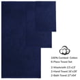 thumbnail image 3 of Feather and Stitch Premium 100% Cotton 6-Piece Towel Set, Navy Blue – Soft, Plush, and Absorbent Bathroom Towels, 3 of 4
