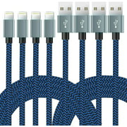 Phone Cable, MFI Certified 4Pack 10FT Nylon Braided USB Charging & Syncing Lightning Cable Compatible Phone 12, 11,