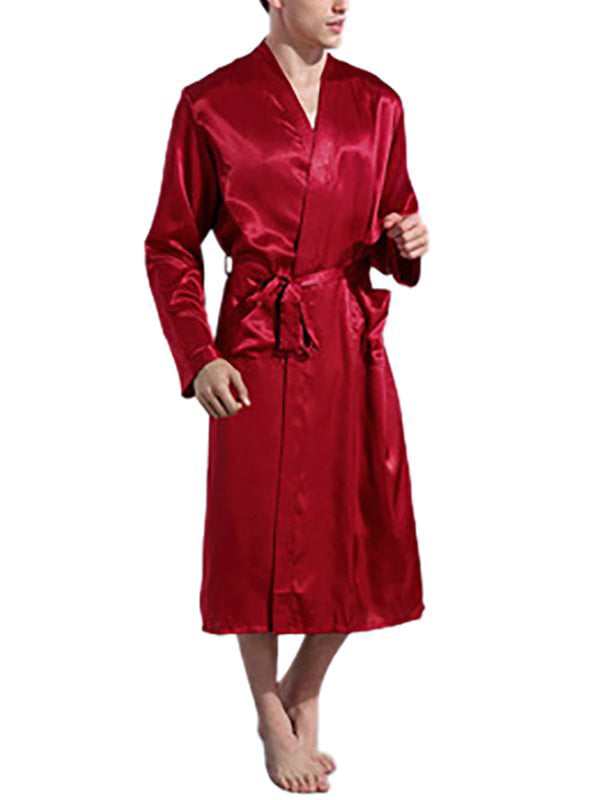 Men's Silk Cardigan Kimono Robe With Sash Walmart.com