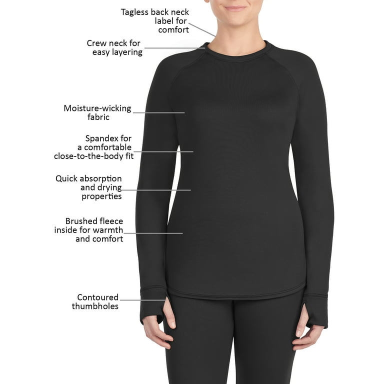 ClimateRight by Cuddl Duds Women's Thermal Guard Base Layer Crew Neck Top,  Sizes XS to XXL 