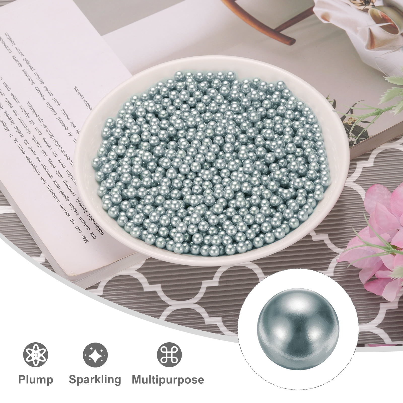 Unique Bargains Faux Pearl for Crafting No Hole Pearls for Vase Filler Silver Gray 2500Pcs